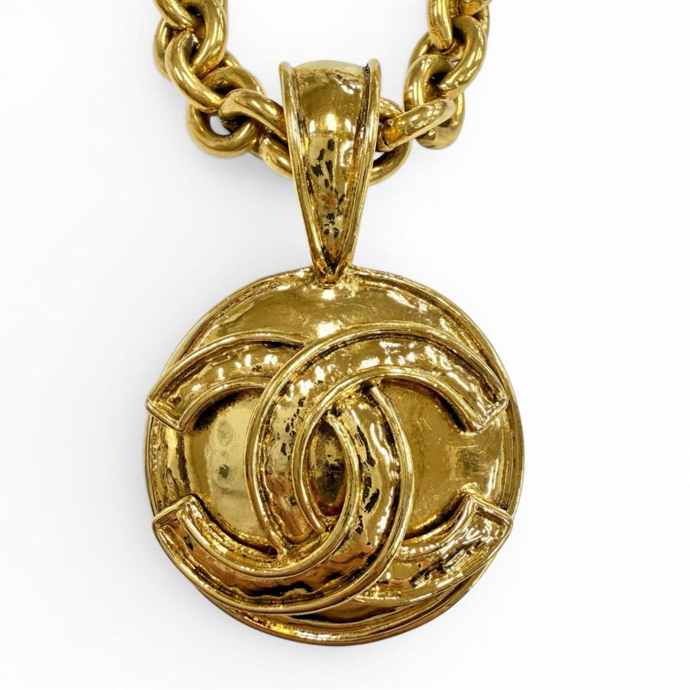 CHANEL Vintage 94P 1994 Coco Mark Chain Necklace Pendant Gold Made in France Women's Men's — Like New