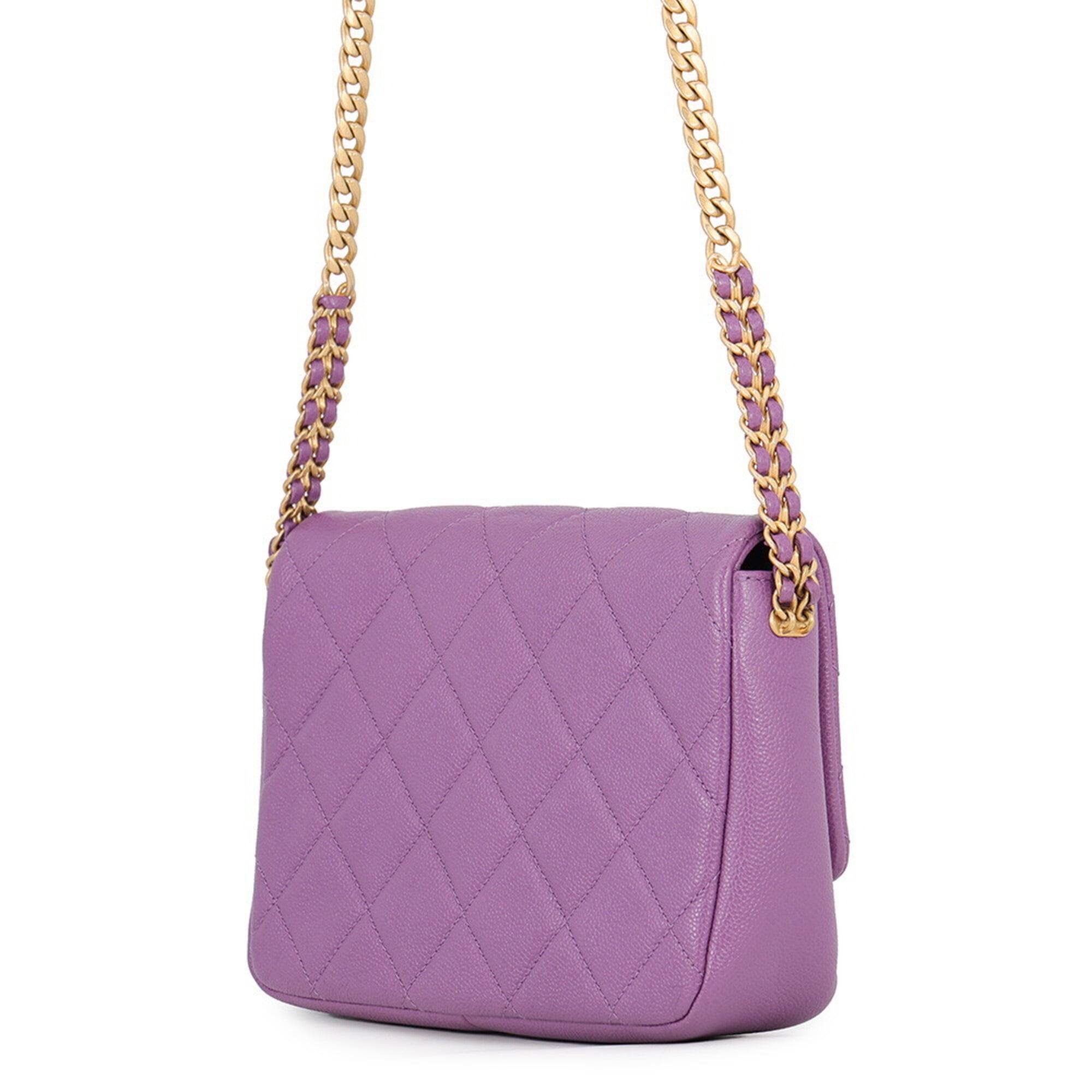 Chanel Chain Shoulder Bag, Matelassé, Coco Mark, Caviar Skin, CHANEL Handbag, Women's — Like New