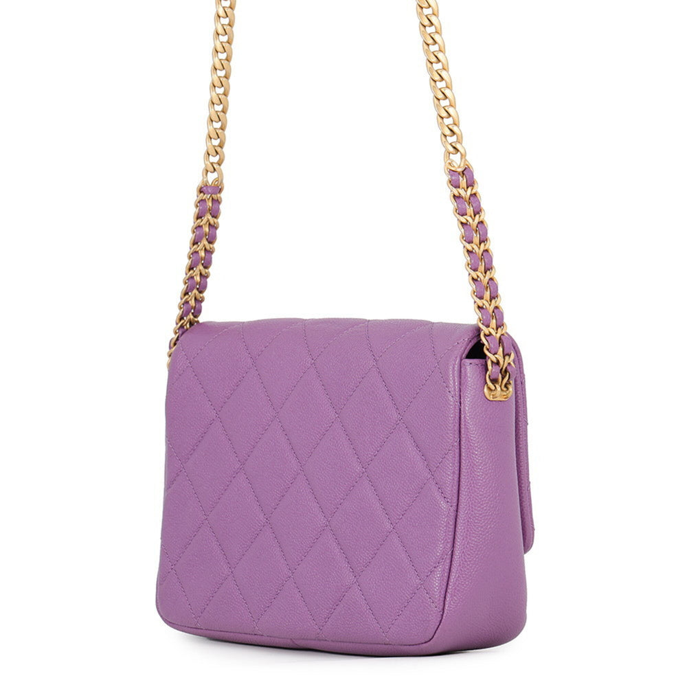 Chanel Chain Shoulder Bag, Matelassé, Coco Mark, Caviar Skin, CHANEL Handbag, Women's — Like New