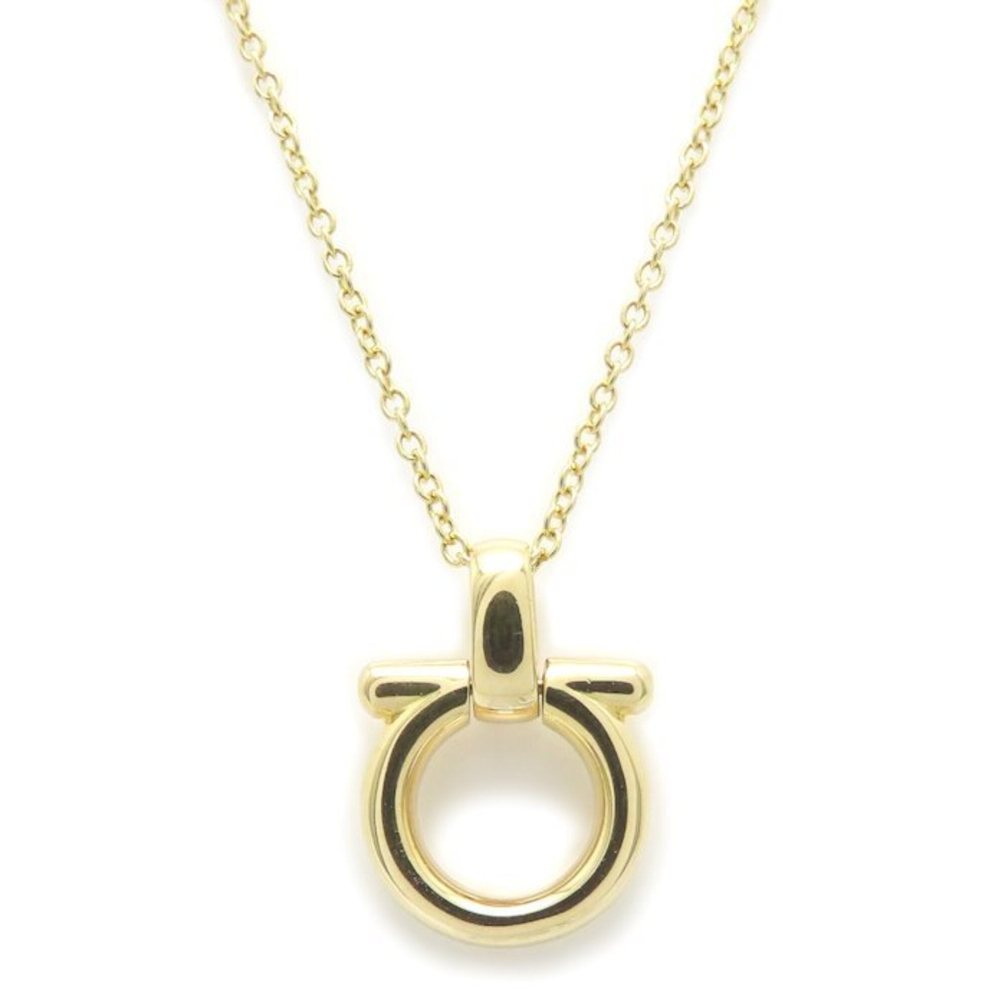 Salvatore Ferragamo Gancini Necklace, 18K Yellow Gold, Women's, Item No. 295381 — Like New