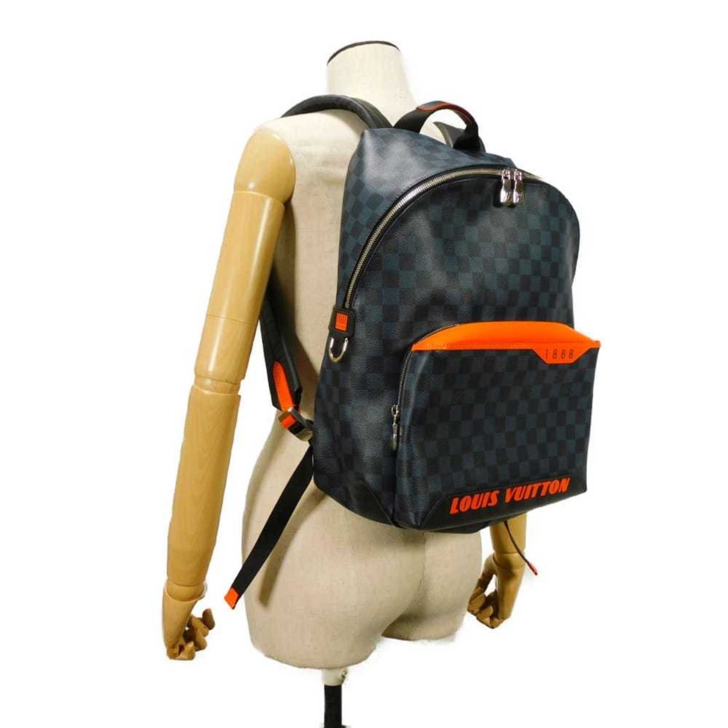 Louis Vuitton Discovery Daypack Rucksack, Navy, 19AW Damier Cobalt Lace, Orange, N40157, Men's Bag