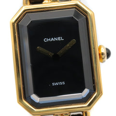 Chanel CHANEL Première M Watch, Gold Plated Leather, Women's, Black, H0001 — Very Good