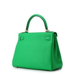 Hermes Kelly 28 Handbag, Inside Stitching, Bamboo, Togo Leather, U Stamp, HERMES 2-way Bag, Kelly, Women's — Like New