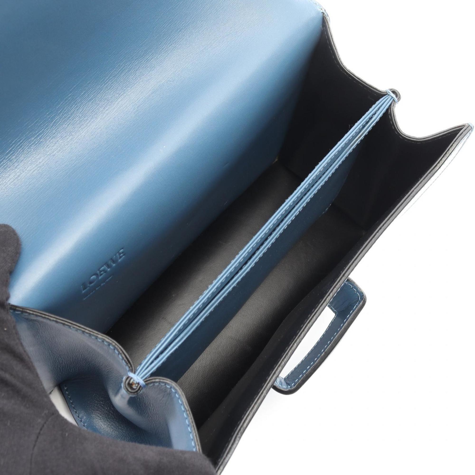 LOEWE Barcelona Shoulder Bag, Leather, Women's, Blue