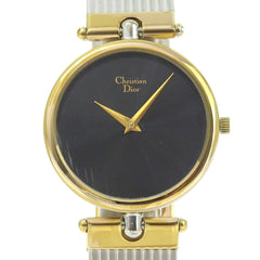 Christian Dior Watch 3026 Stainless Steel x Gold Plated Quartz Analog Display Black Dial Women's — Good