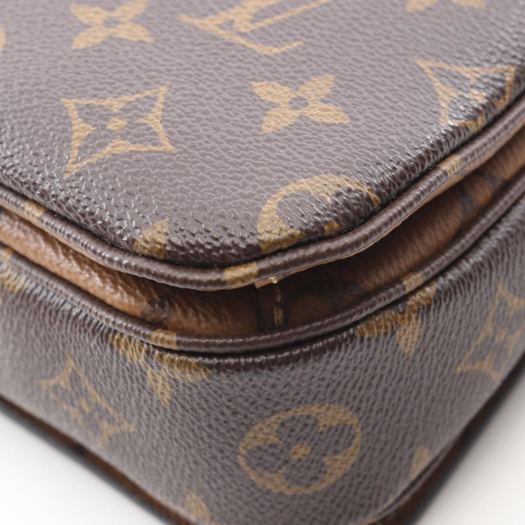 Louis Vuitton Metis MM Pochette Handbag, Coated Canvas and Leather, Monogram Reverse, Women's, Brown Black, M44876