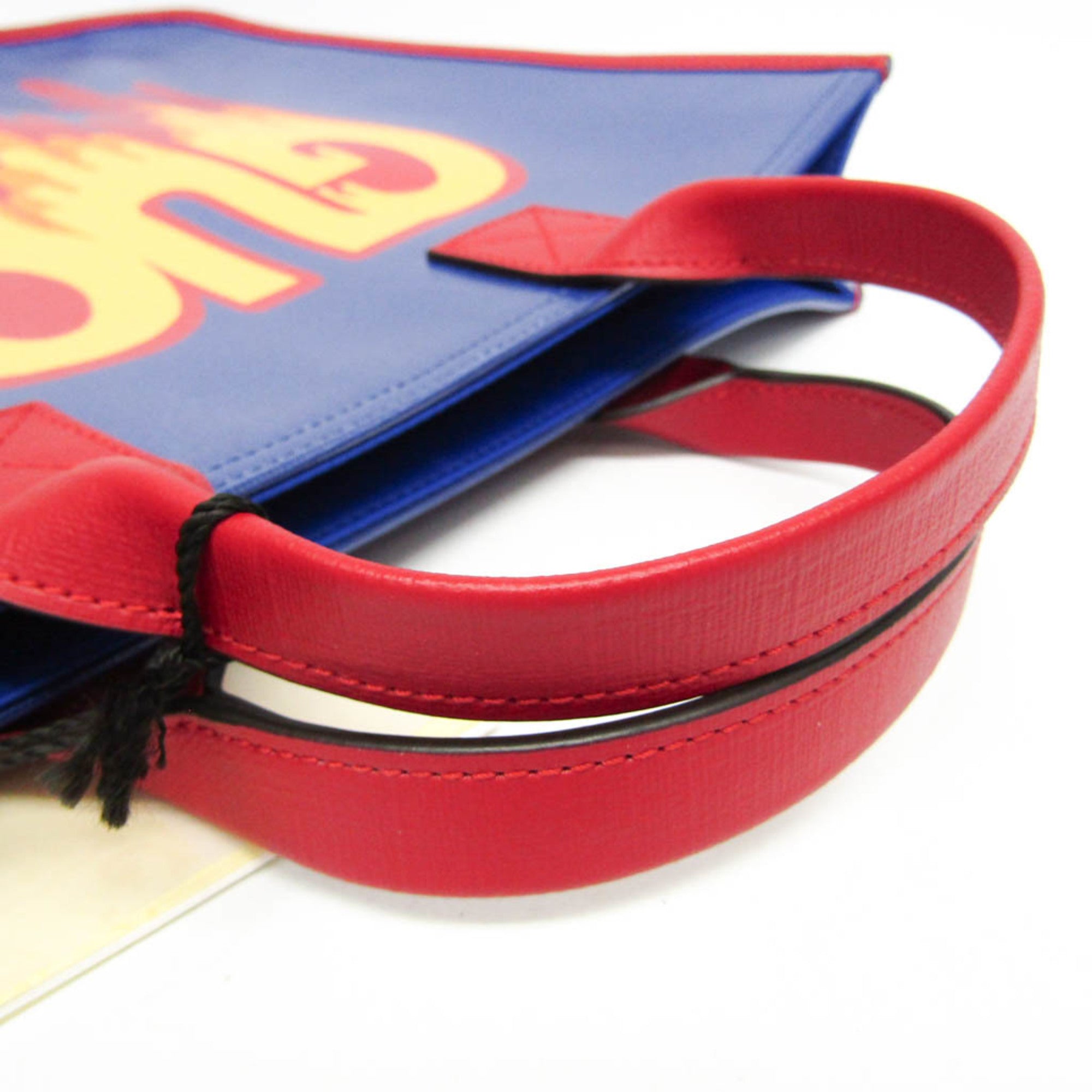 Gucci Children 550763 Girls,Boys PVC,Leather Handbag,Tote Bag Blue,Red Color,Yellow — Like New