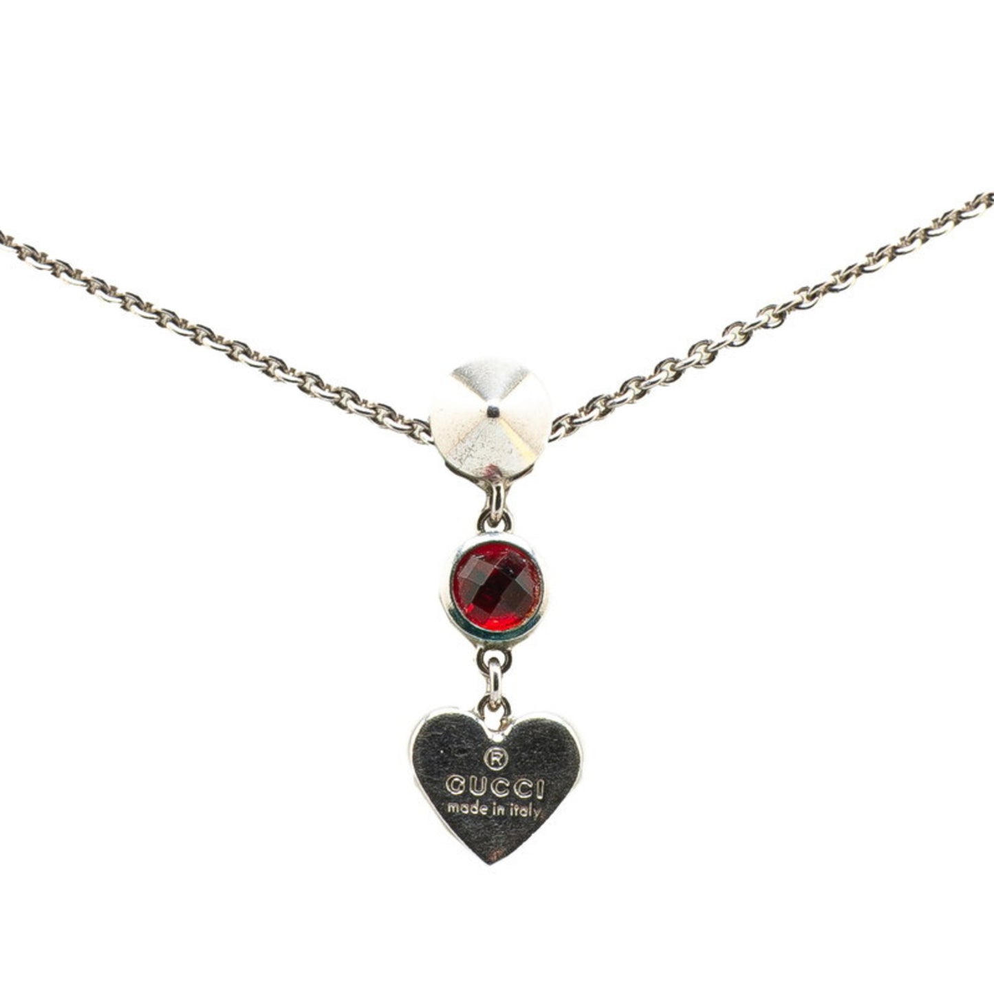 Gucci Heart Stud Bejeweled Necklace SV925 Silver Women's GUCCI