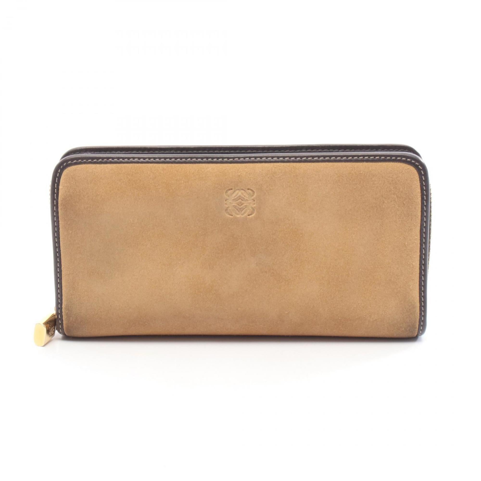 LOEWE Anagram Round Long Wallet, Leather, Women's, Brown