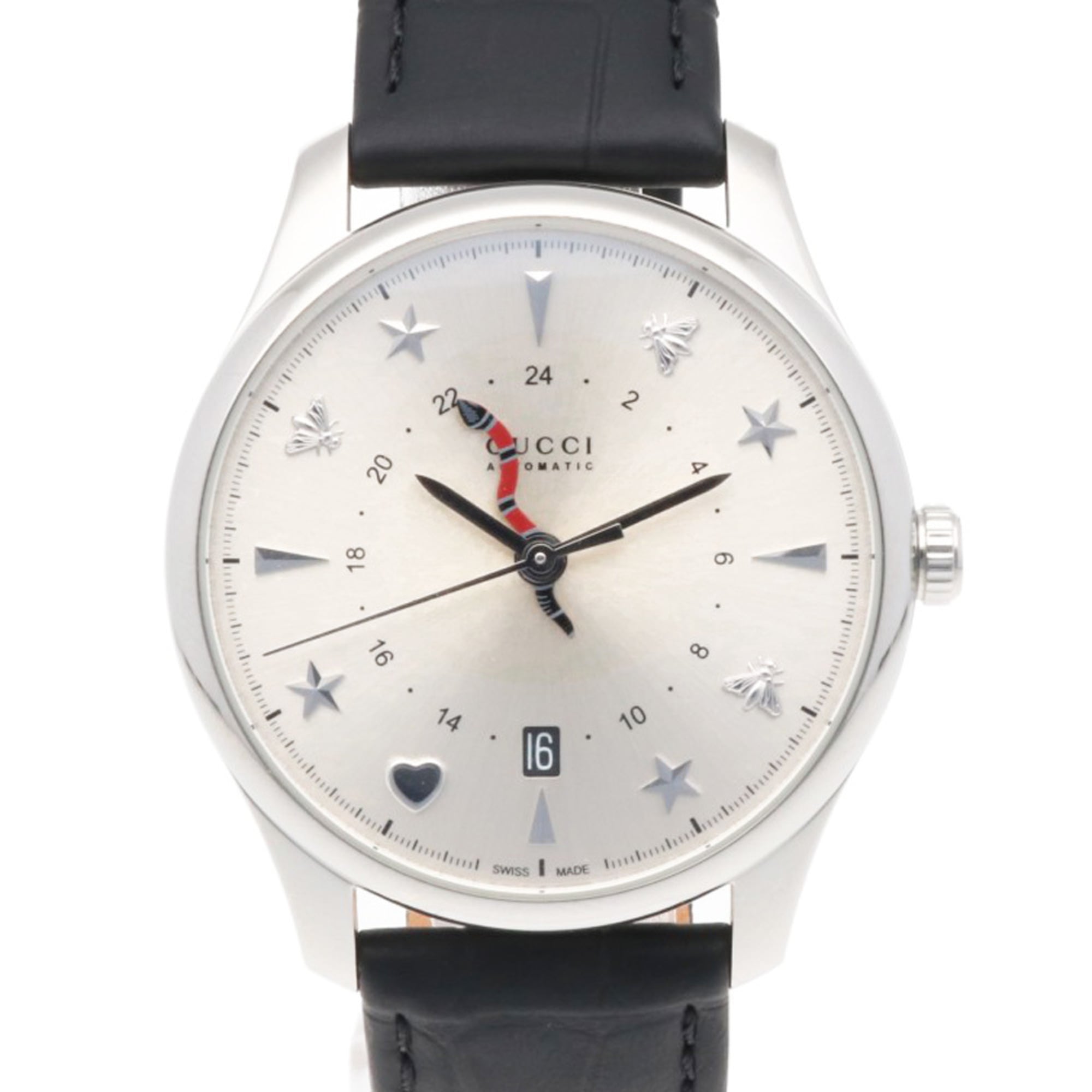 Gucci G-Timeless Watch, Stainless Steel, 126.3, Automatic Winding, Overhauled, Polished, Men's, Used, GUCCI, Bee, Heart, Star — Good