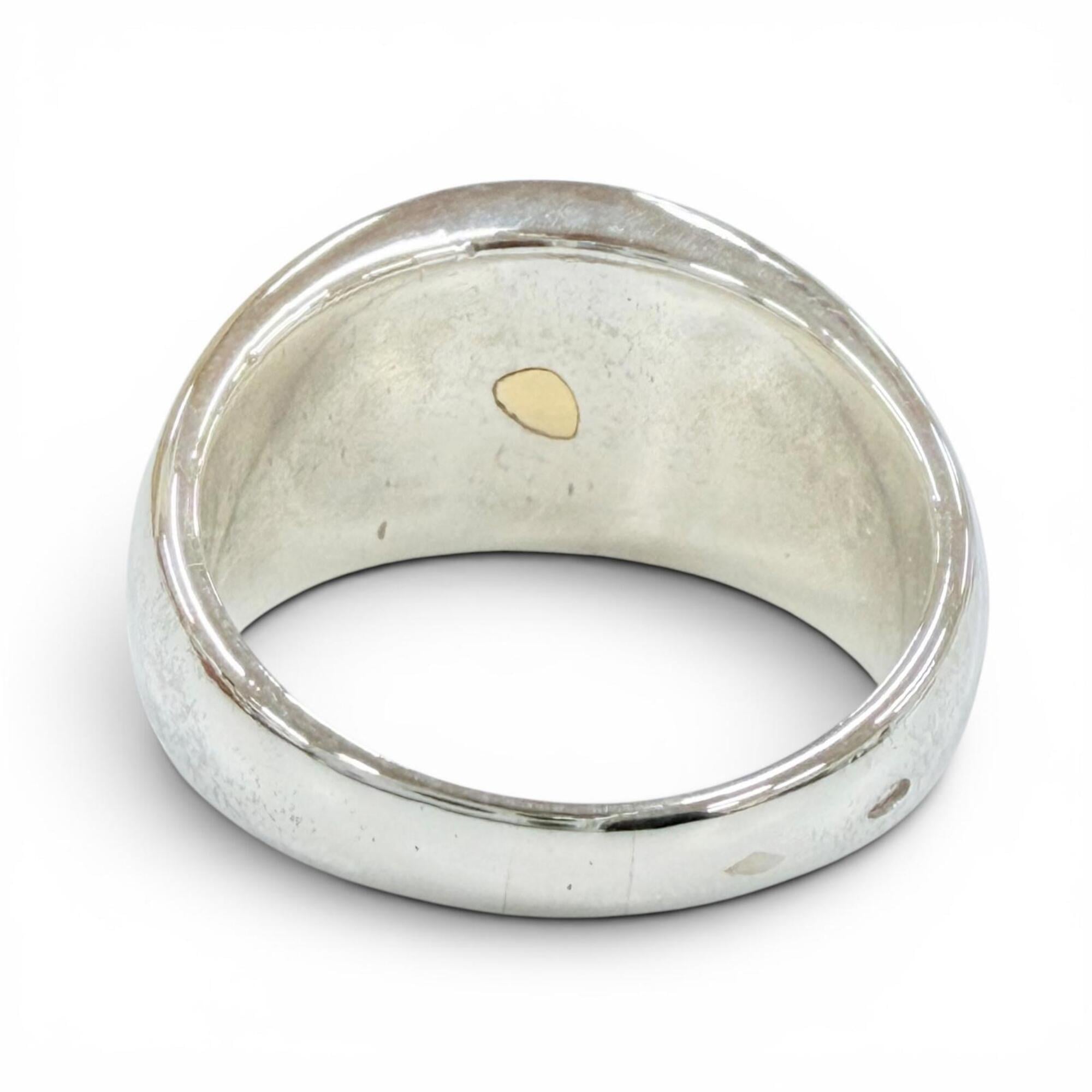 HERMES Vintage 925/750 Combination Sellier Ring, Silver and Gold, Weight 9.82g, Women's Ring — Like New