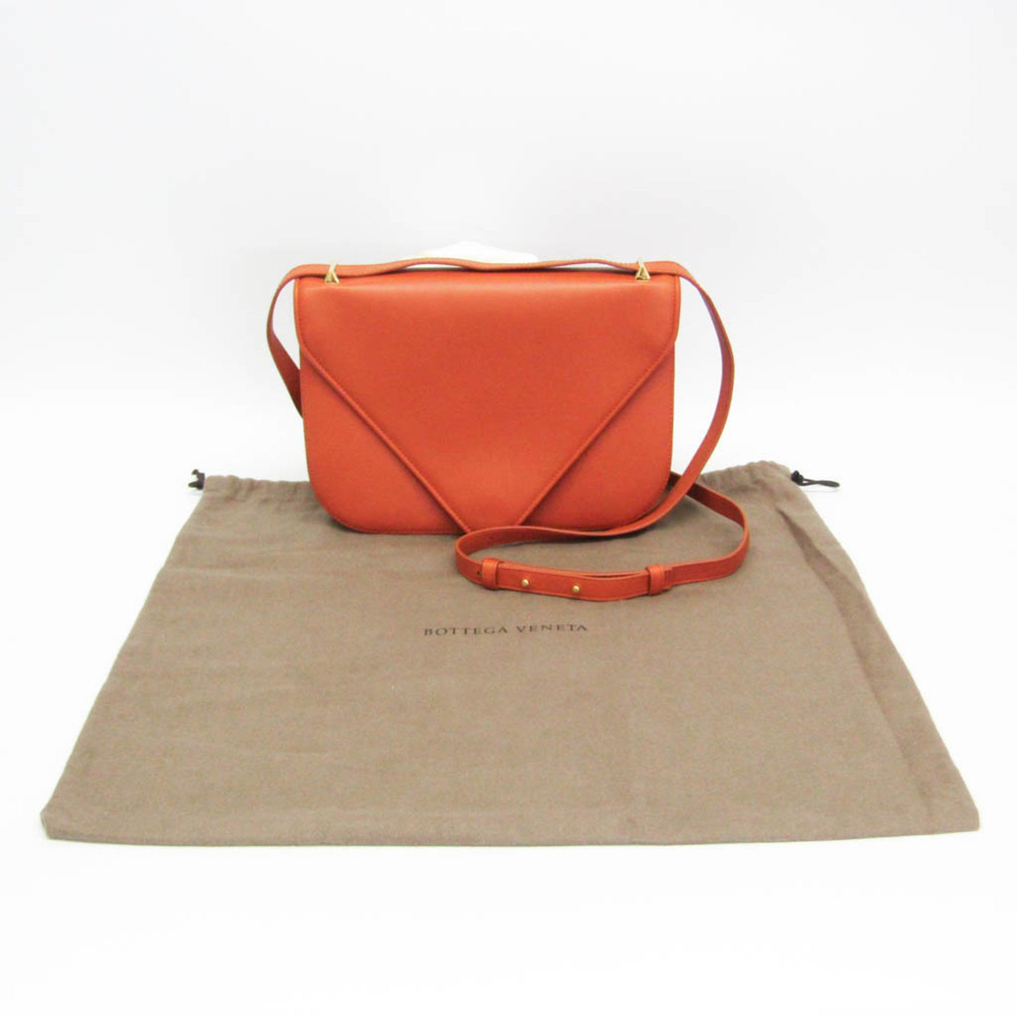 Bottega Veneta Mount Chain Shoulder Bag Women's Leather Handbag,Shoulder Bag Orange — Like New