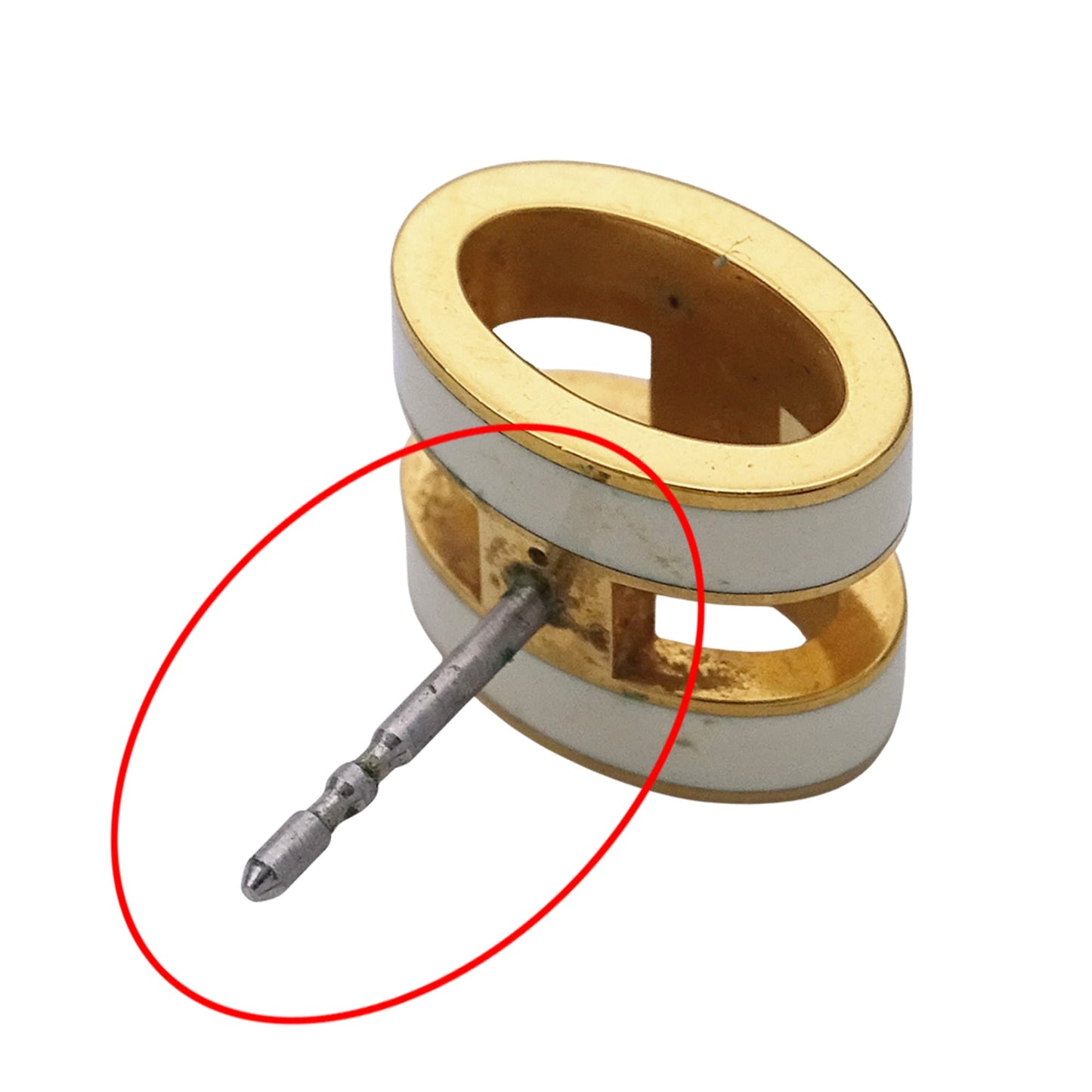 Hermes Hermès earrings for women, branded pop ash, gold and white