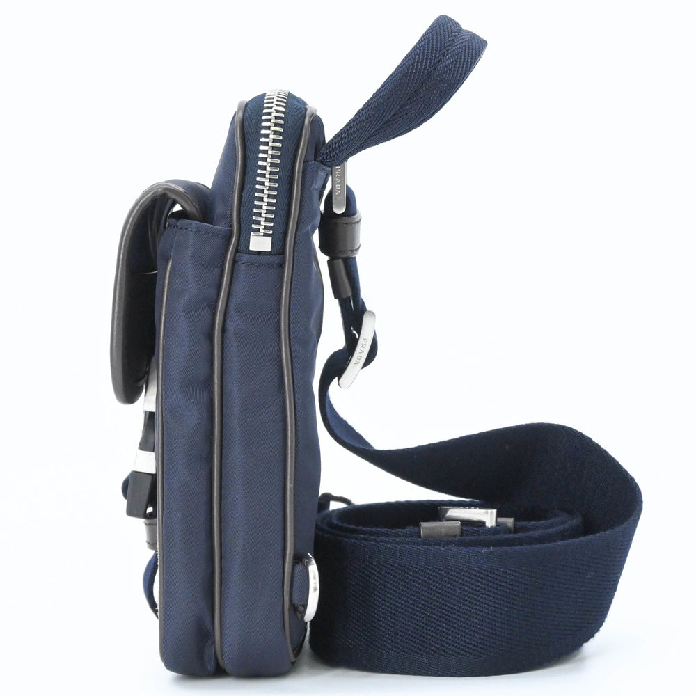 PRADA Suede and Nylon Shoulder Bag, Triangle Design, Navy Brown — New - Store Return