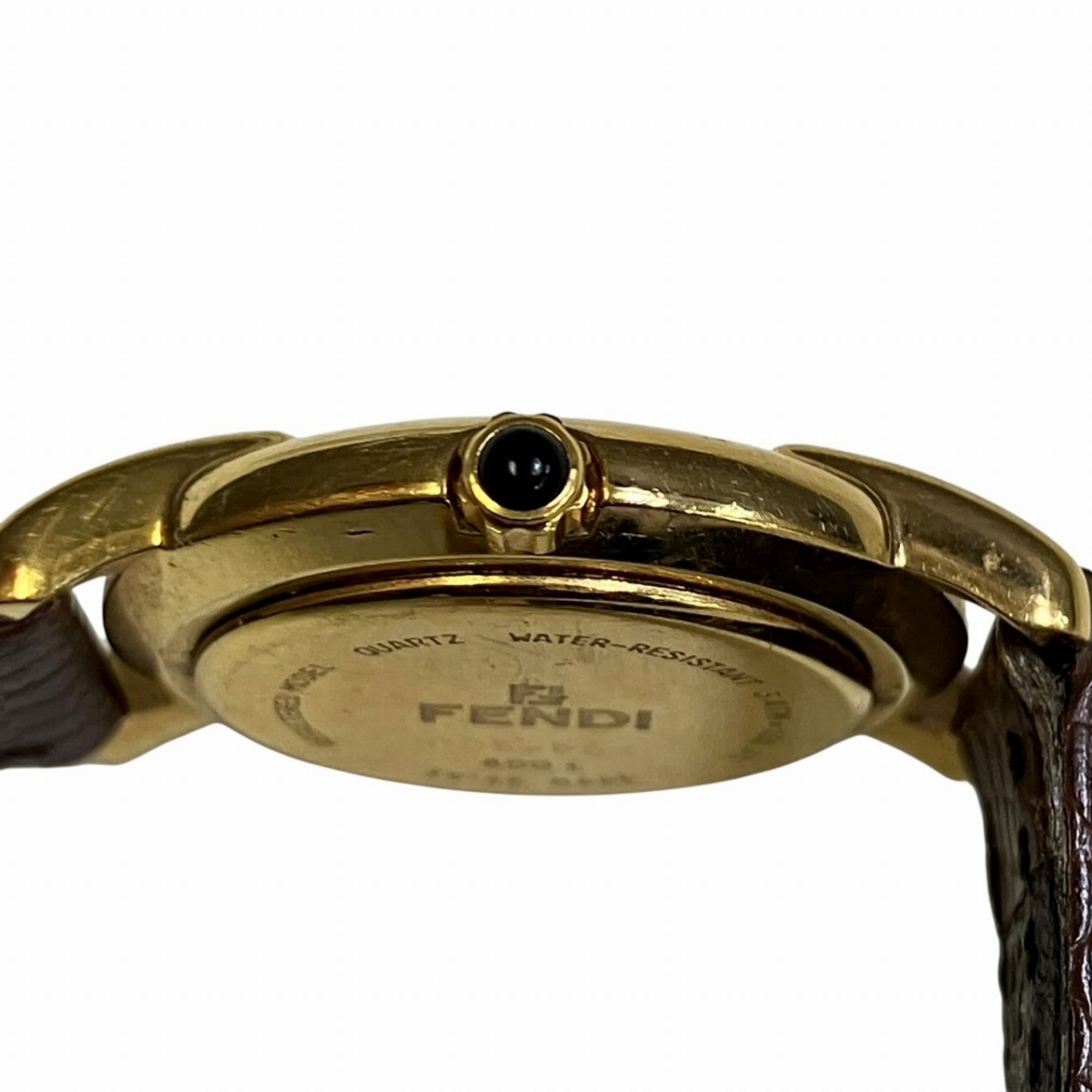 Fendi watch, total weight 21.8g, GP (gold plated) leather strap, quartz movement, beige dial, 400L — Good