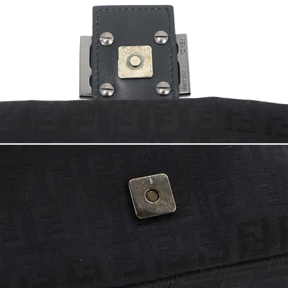Fendi Zucchino Mamma Baguette Shoulder Handbag, Canvas, Black, 8BR001, Gunmetal Hardware — Like New