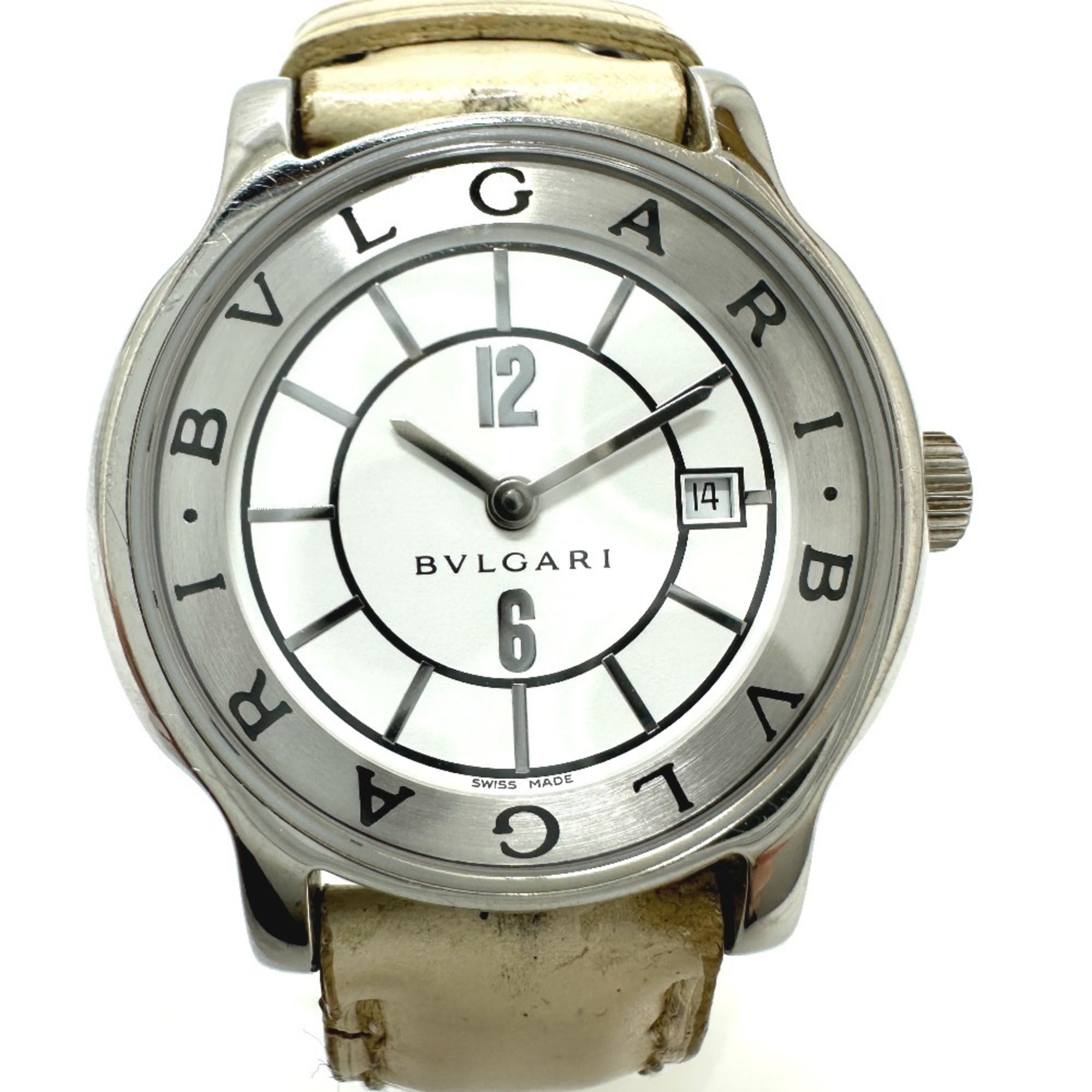 BVLGARI Bvlgari ST29S Solotempo Quartz Date Watch SS Leather Strap Women's Silver S-240202-4 — Good