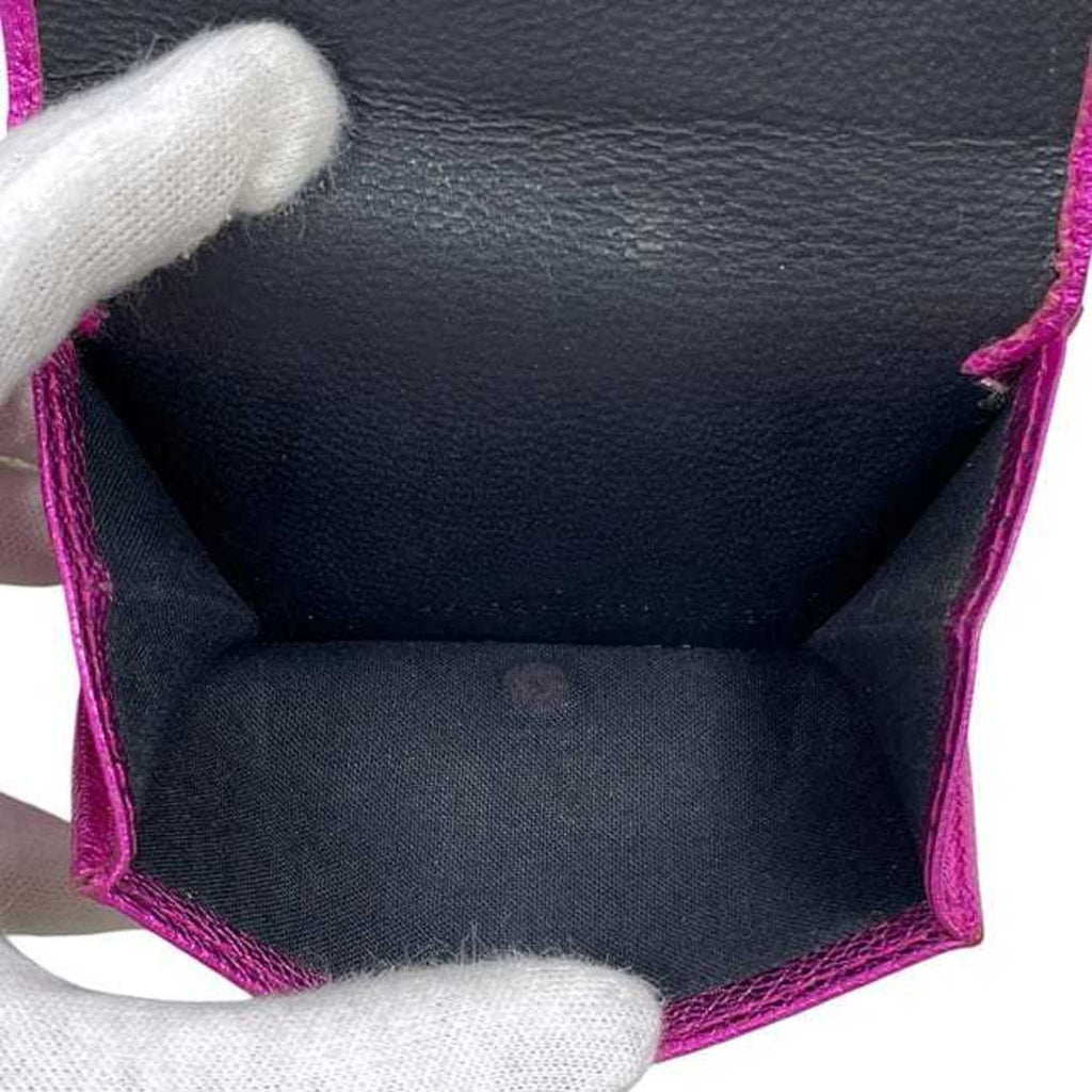 Balenciaga Tri-fold Wallet ec-24584 Pink Everyday 551921 5660 X 527538 Leather BALENCIAGA Compact Mini Folding Men's Women's Metallic
