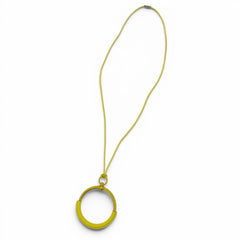HERMES Loop Grand Necklace, Leather Trim Pendant, Yellow (Jaune), Women's, with Box and Dust Bag — Like New
