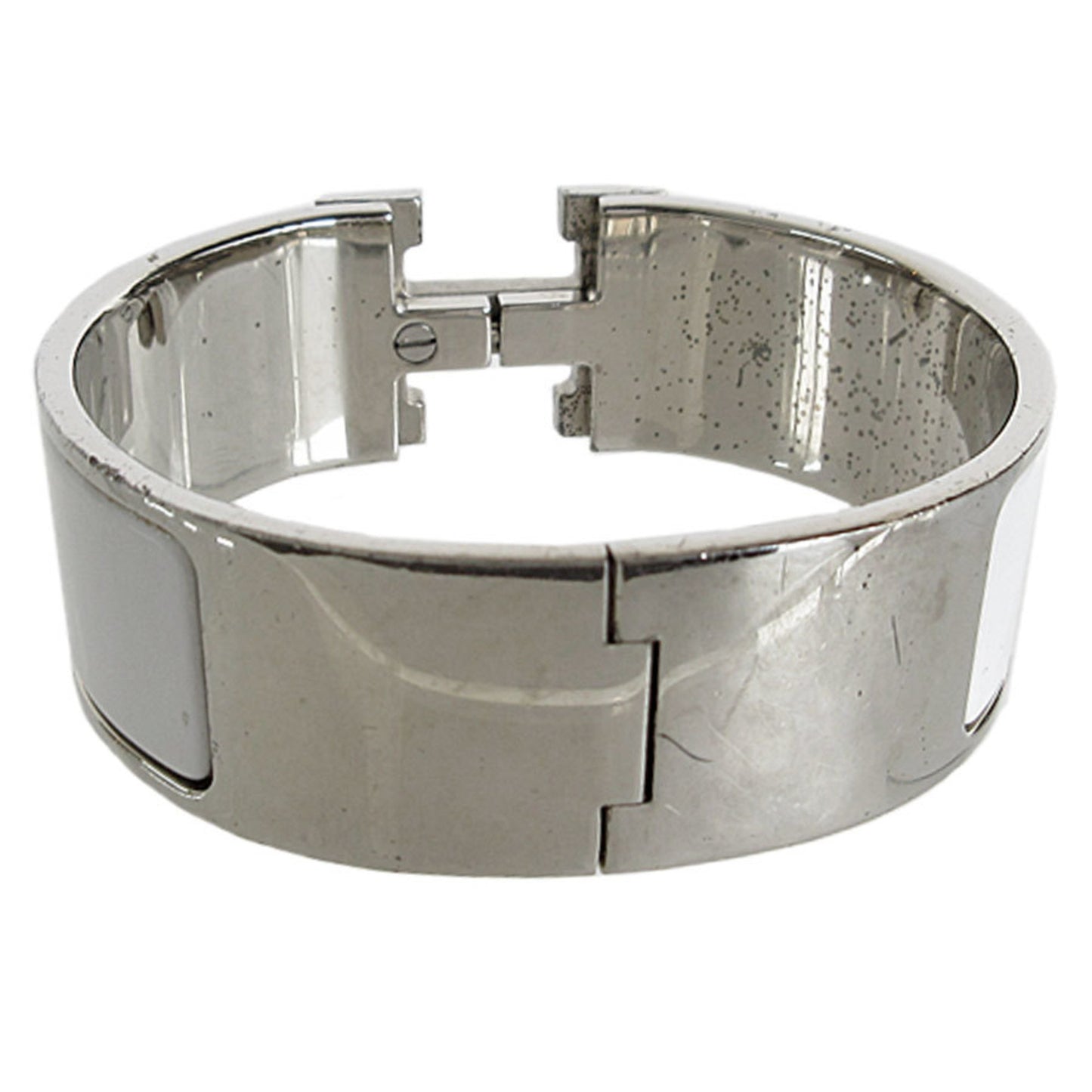 Hermes HERMES bangle bracelet click clack metal enamel silver white ladies s0456i