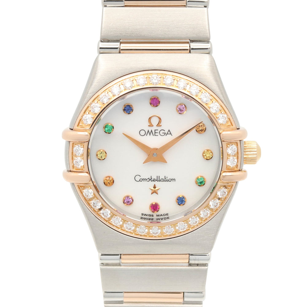 Omega Constellation Mini Iris Diamond Bezel Watch, 18K Pink Gold (PG) Stainless Steel, Diamond, Ladies', White/White Mother-of-Pearl Case, 1360.79 — Very Good