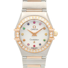 Omega Constellation Mini Iris Diamond Bezel Watch, 18K Pink Gold (PG) Stainless Steel, Diamond, Ladies', White/White Mother-of-Pearl Case, 1360.79 — Very Good