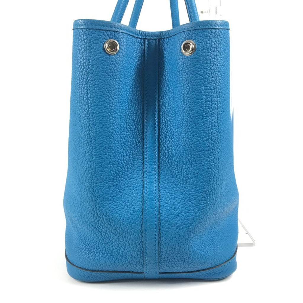 HERMES Garden Party PM 36 Handbag, Two-Tone Negonda Shoulder Bag, Tote Blue, Men's and Women's