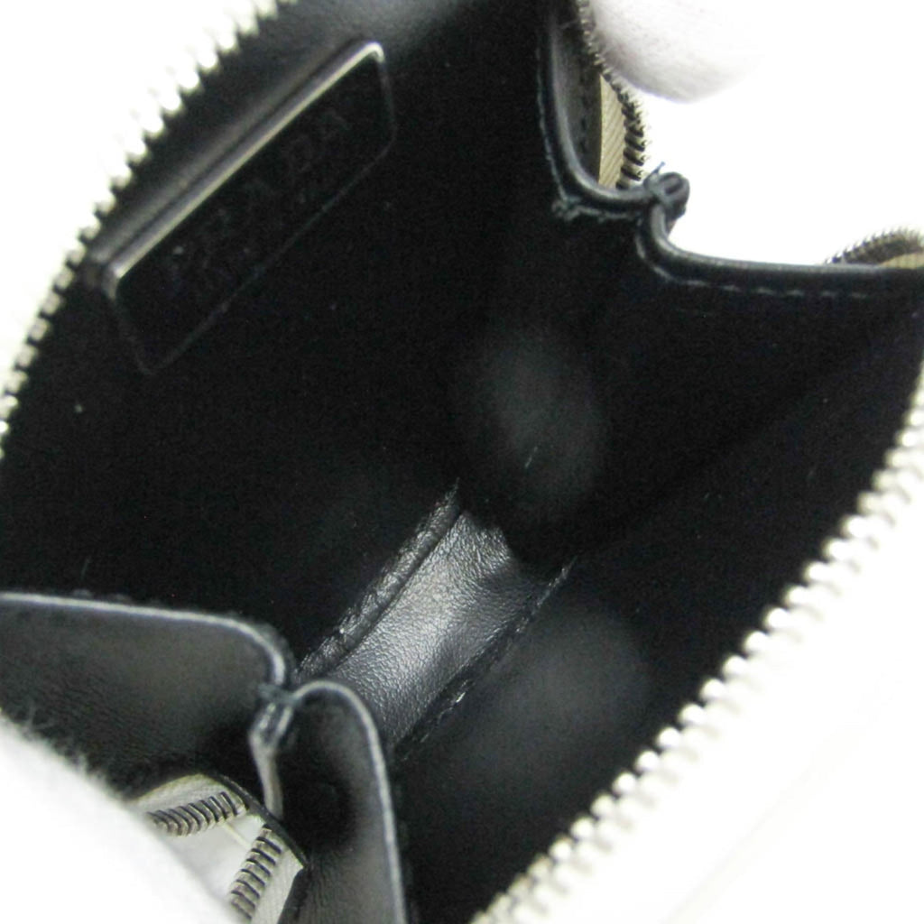 Prada SPAZZOLATO 1TL431 Women,Men  Enamel Leather Coin Purse/coin Case White