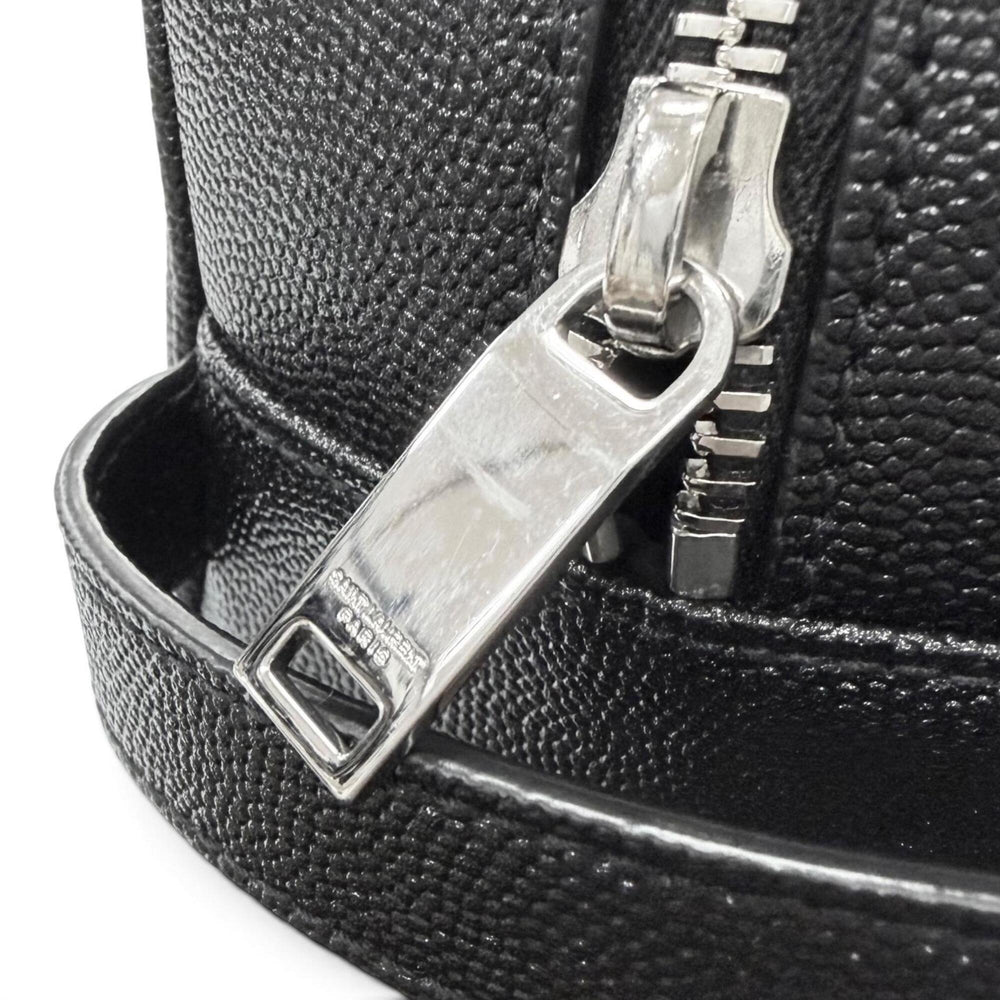 Yves Saint Laurent SAINT LAURENT PARIS 609347 Grain Calf Leather Travel Pouch Clutch Bag with Logo, Black, Made in Italy, Men's, Dust — Like New