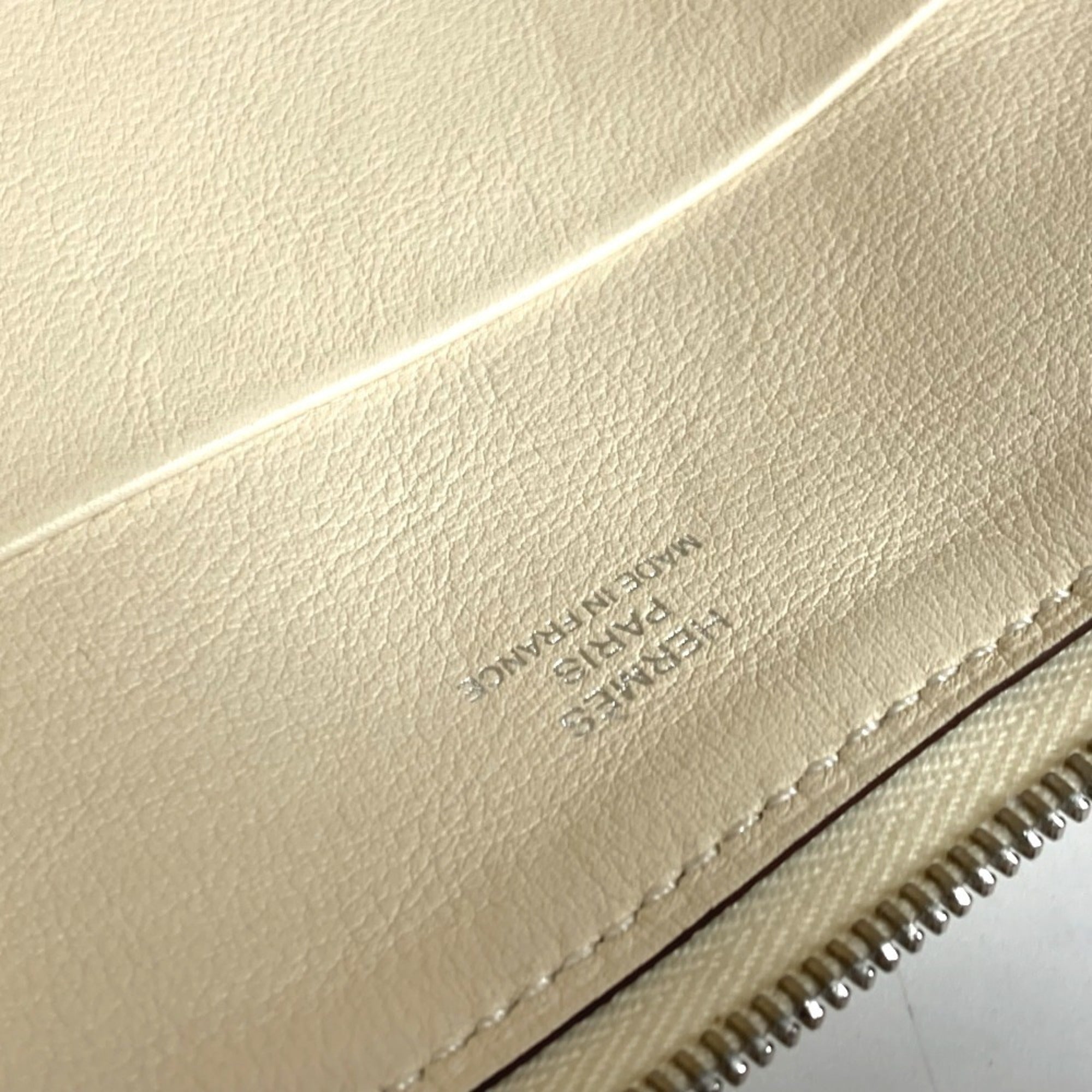 HERMES Hermes Carre Pocket Long Accessory Case Flat Pouch Bag Clutch Leather Women's Ivory — Like New