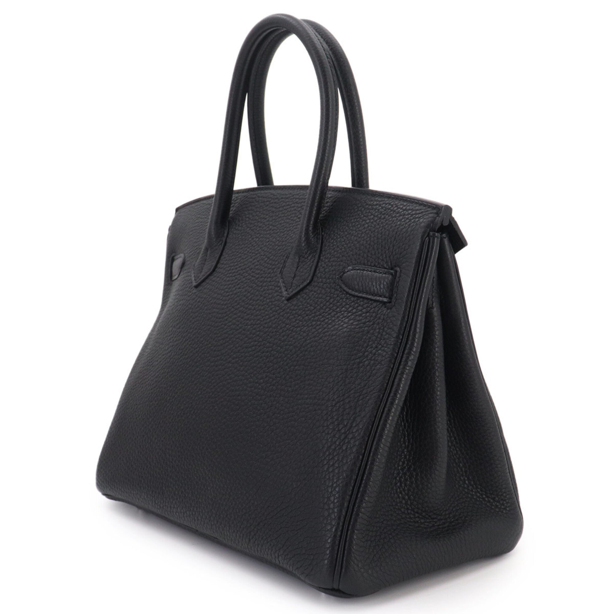 Hermes Birkin 30 Togo Black Handbag □P Stamp Silver Hardware — Like New