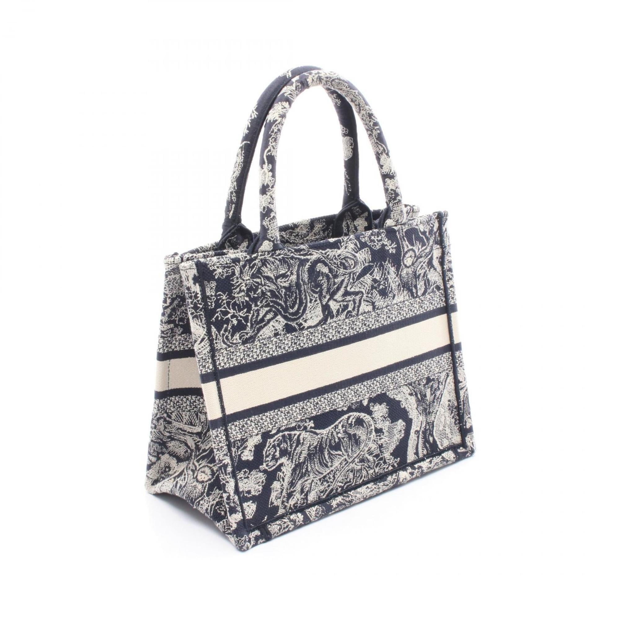 Christian Dior Dior BOOK TOTE Small Tote Bag, Canvas Handbag, Women's, Navy and Beige