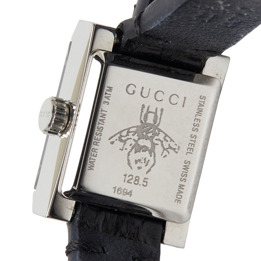 Gucci G-Frame Square Luxury YA128507 Watch 128.5 Quartz Black Dial Stainless Steel Leather Women's GUCCI — Very Good