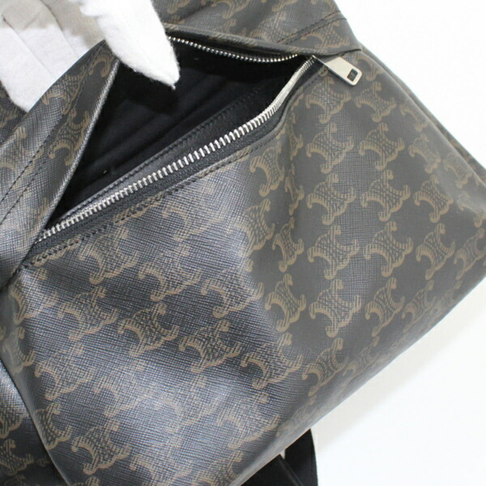 CELINE Backpack Triomphe Canvas Black Brown Rucksack Men's 188382BOV T5686 — Like New
