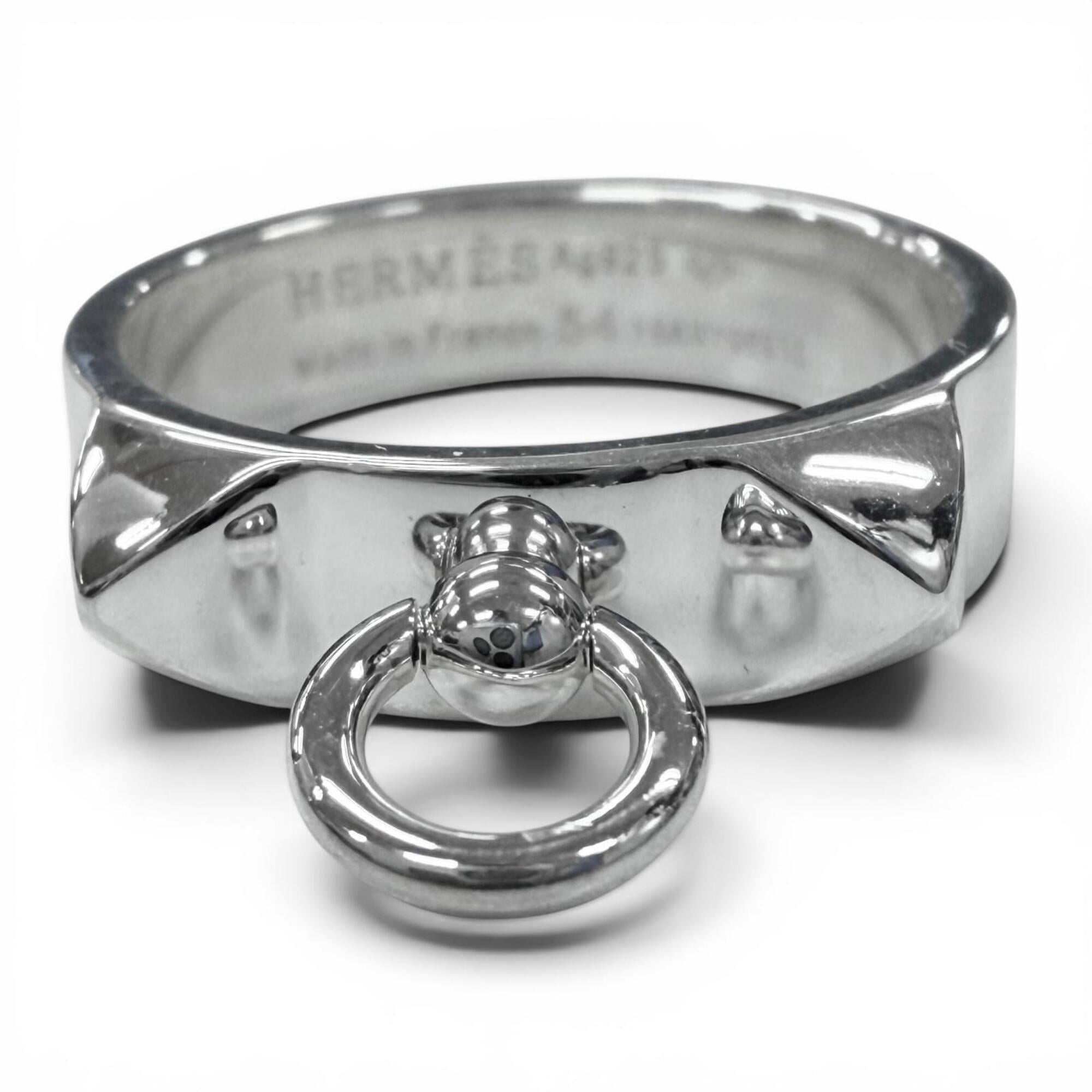 HERMES (Hermes) Collier de Chien AG925 Ring, 2019 model, Silver, Size 54, Made in France, Weight 4.8g, Men's/Women's Accessory — Like New