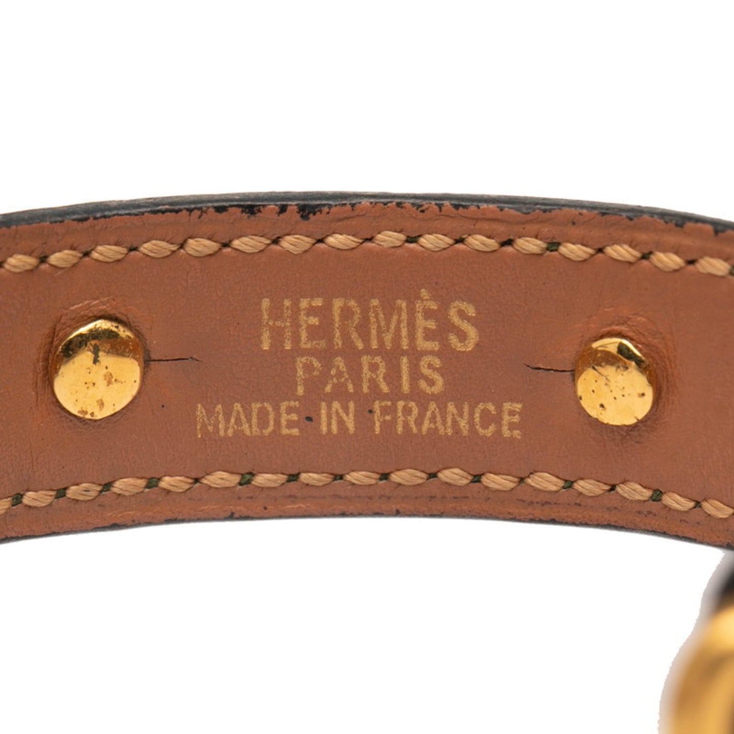 Hermes Hermès Chaine d'Ancre Bangle in Green and Gold Plated Leather for Women
