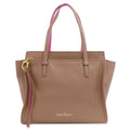 Salvatore Ferragamo Amy Gancini hardware leather tote bag for women.