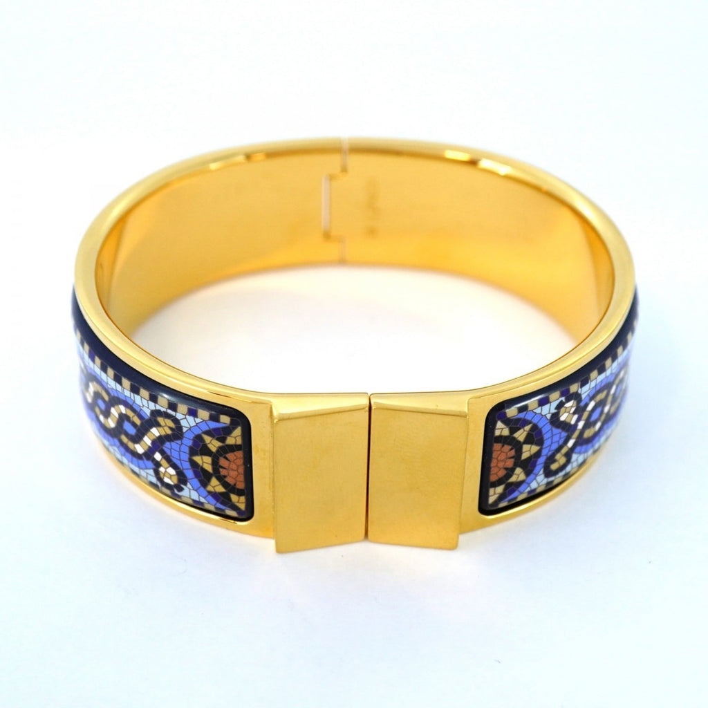 Hermes Bangle, GM Glazed, Roque, GP Plated, Cloisonné, Gold, Blue, Men's/Women's