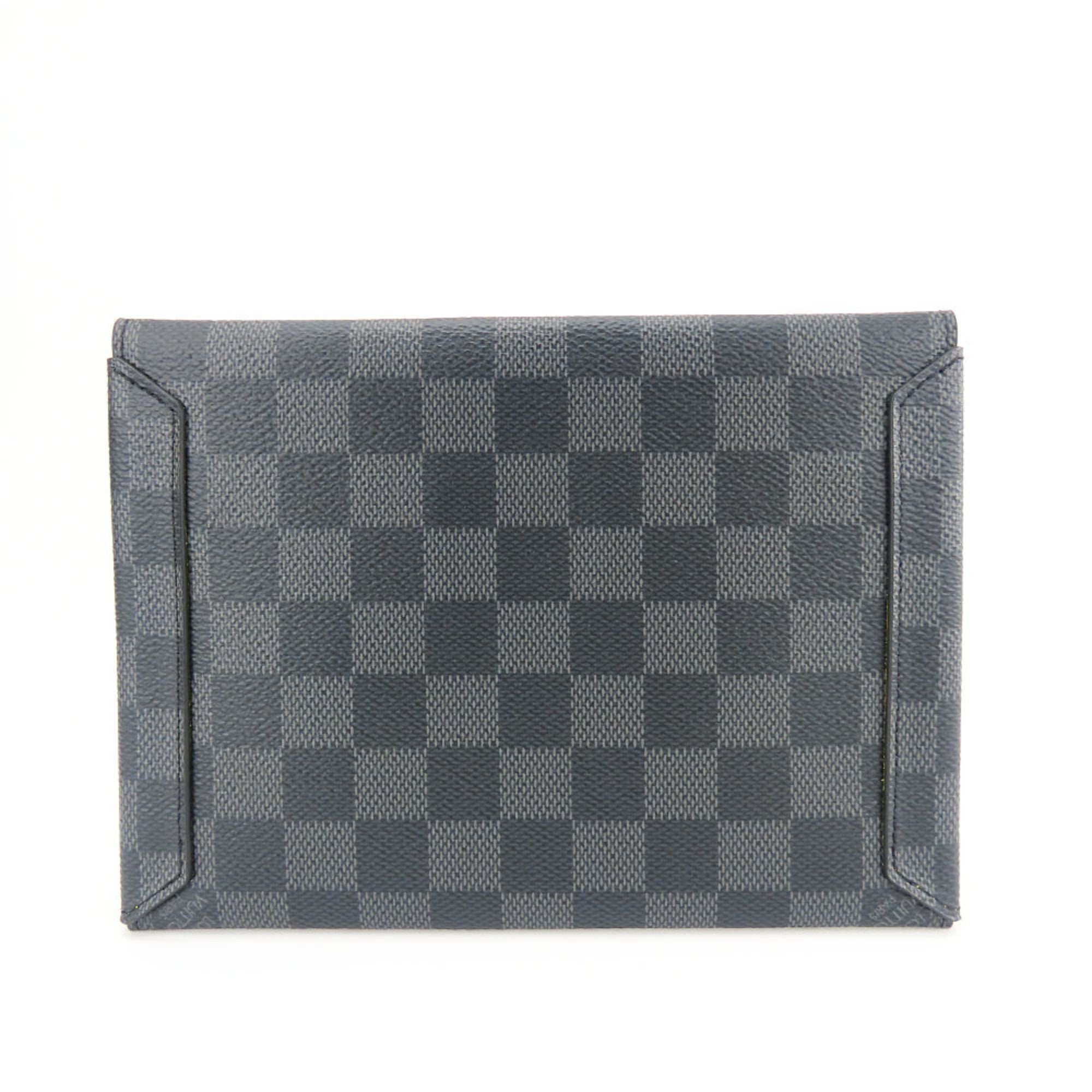 Louis Vuitton Alpha Triple Pouch N60255 Damier Graphite Silver Hardware Clutch Bag for Men and Women — Like New