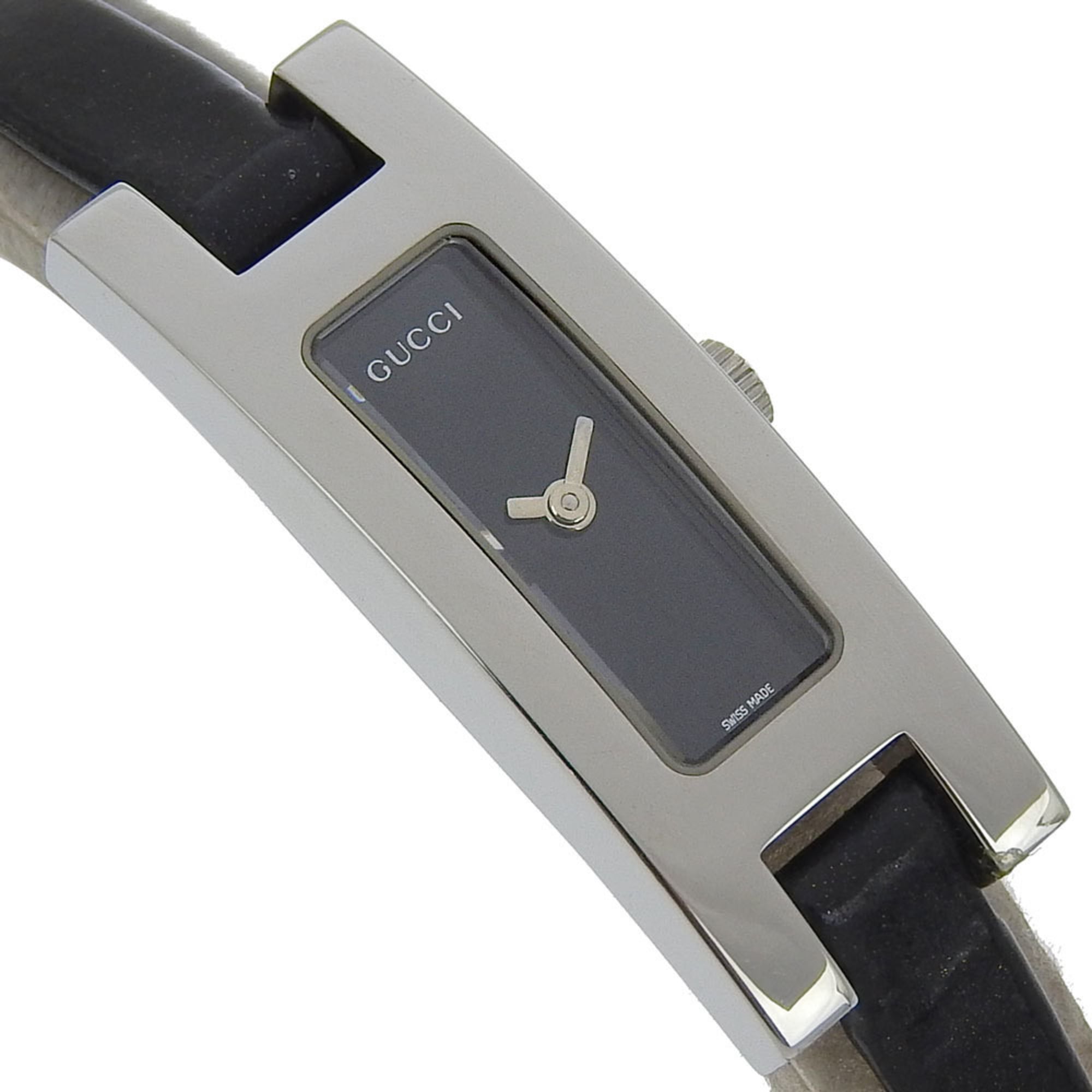 Gucci GUCCI Watch 3900L Stainless Steel x Leather Quartz Analog Display Black Dial Women's — Good