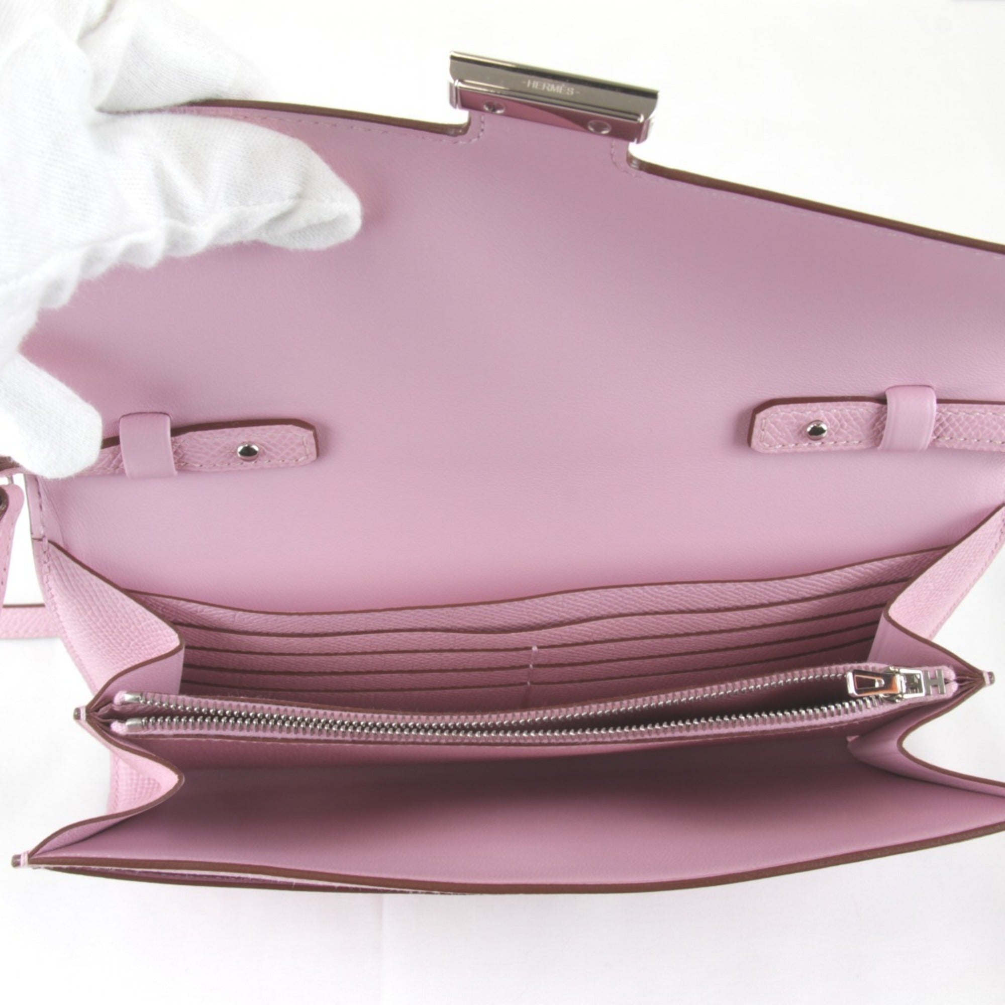 HERMES Constance Two Go Z-stamped shoulder bag, leather, pink, women's, mini size, pochette — Like New
