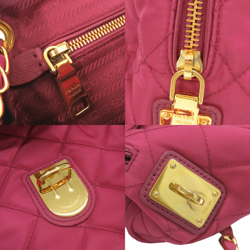 Excellent condition Prada quilted nylon pink chain shoulder bag 1592PRADA