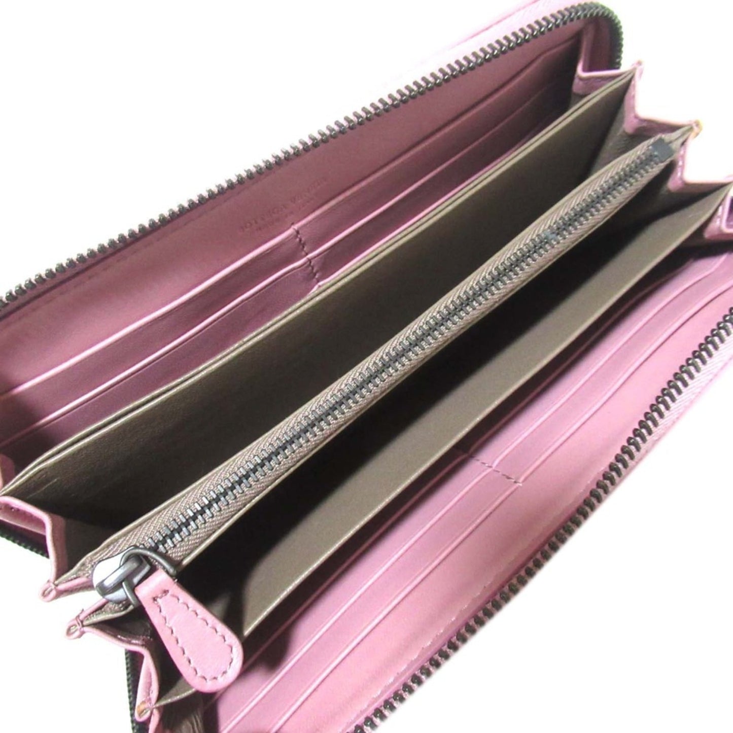 BOTTEGA VENETA Intrecciato Round Zip Long Wallet, Pink, Men's and Women's
