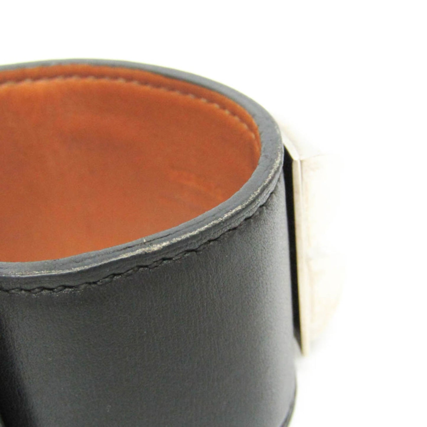 Hermes Collier De Chien Leather,Metal Bangle Silver,Black