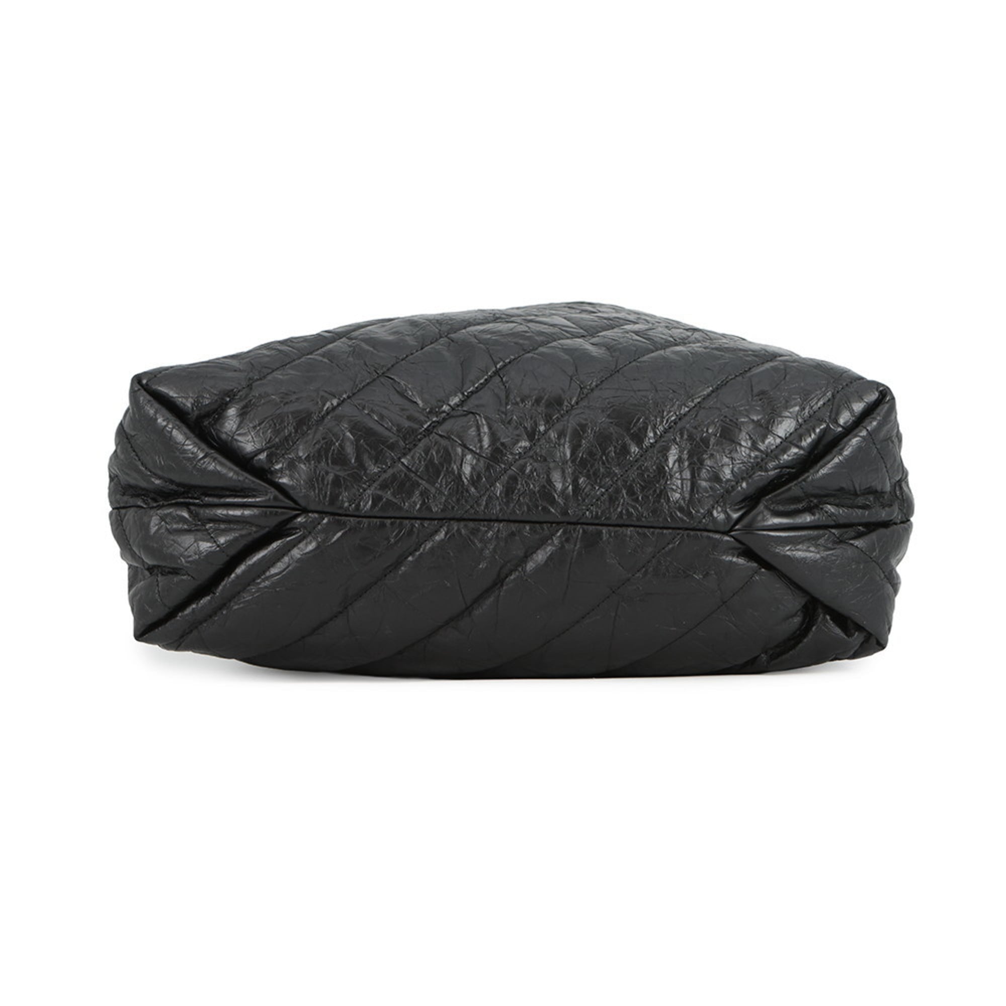 Balenciaga BB Chain Shoulder Bag in Crushed Quilted Calfskin Leather (742941) - Black