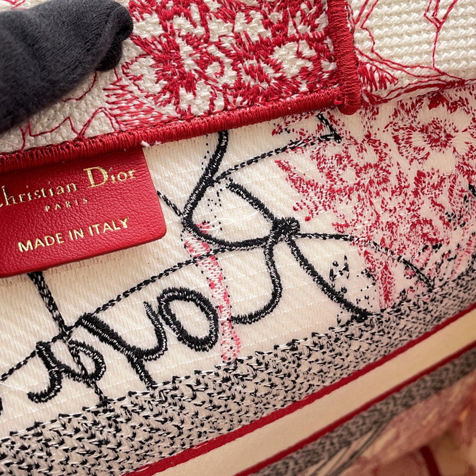 Christian Dior Tote Bag Book Map Heart Medium Canvas Handbag — Like New