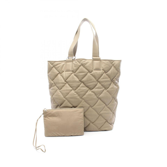 Bottega Veneta Puffy Tote Bag, Nylon and Leather, Women's, Beige, 40802039502