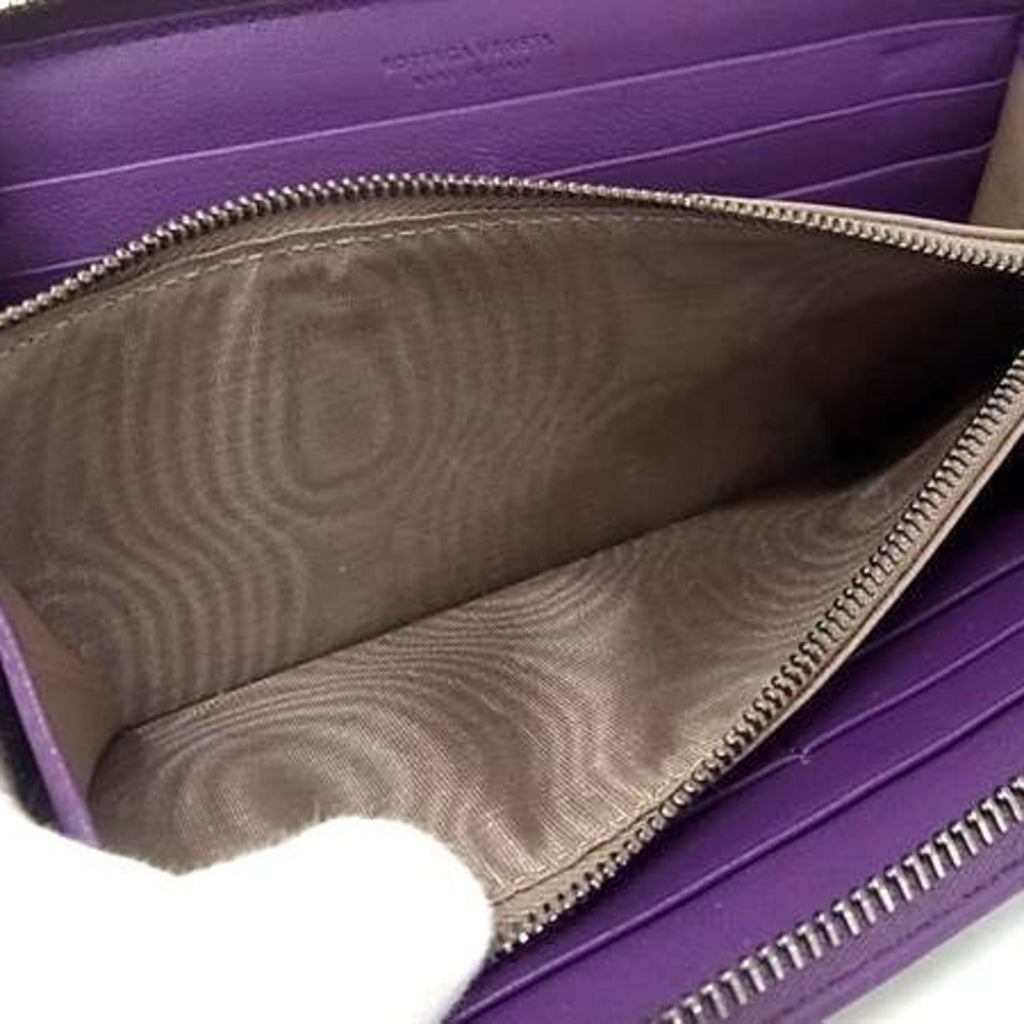 BOTTEGA VENETA Intrecciato Wallet 114076 Purple Leather Round Long for Men and Women