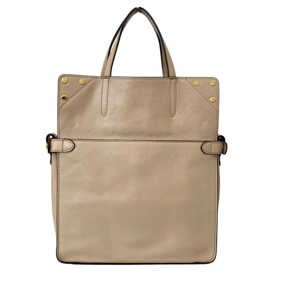 FENDI Flip Leather 3-Way Shoulder Bag 8DT302-A94WA199-0189 Greige Women's — Like New