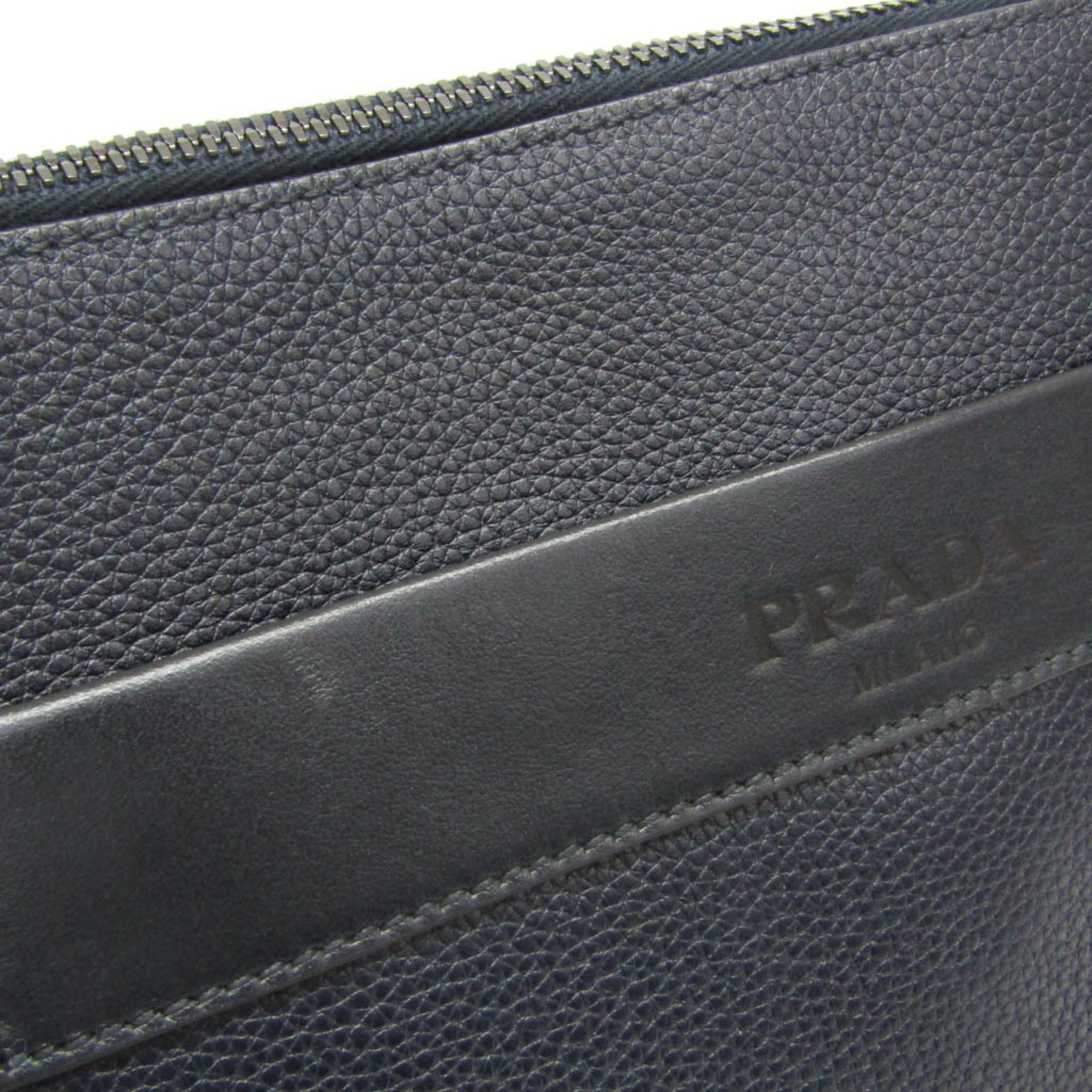 Prada 2VH047 Men's Leather Messenger Bag,Shoulder Bag Black,Dark Navy — Like New